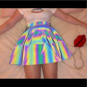 Rainbow Reflective Iridescent skater rave skirt